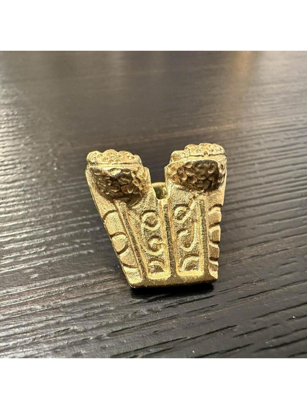 Vintage Gold Tone Lapel Pin Ornate Corset Textured Design Small, EUC